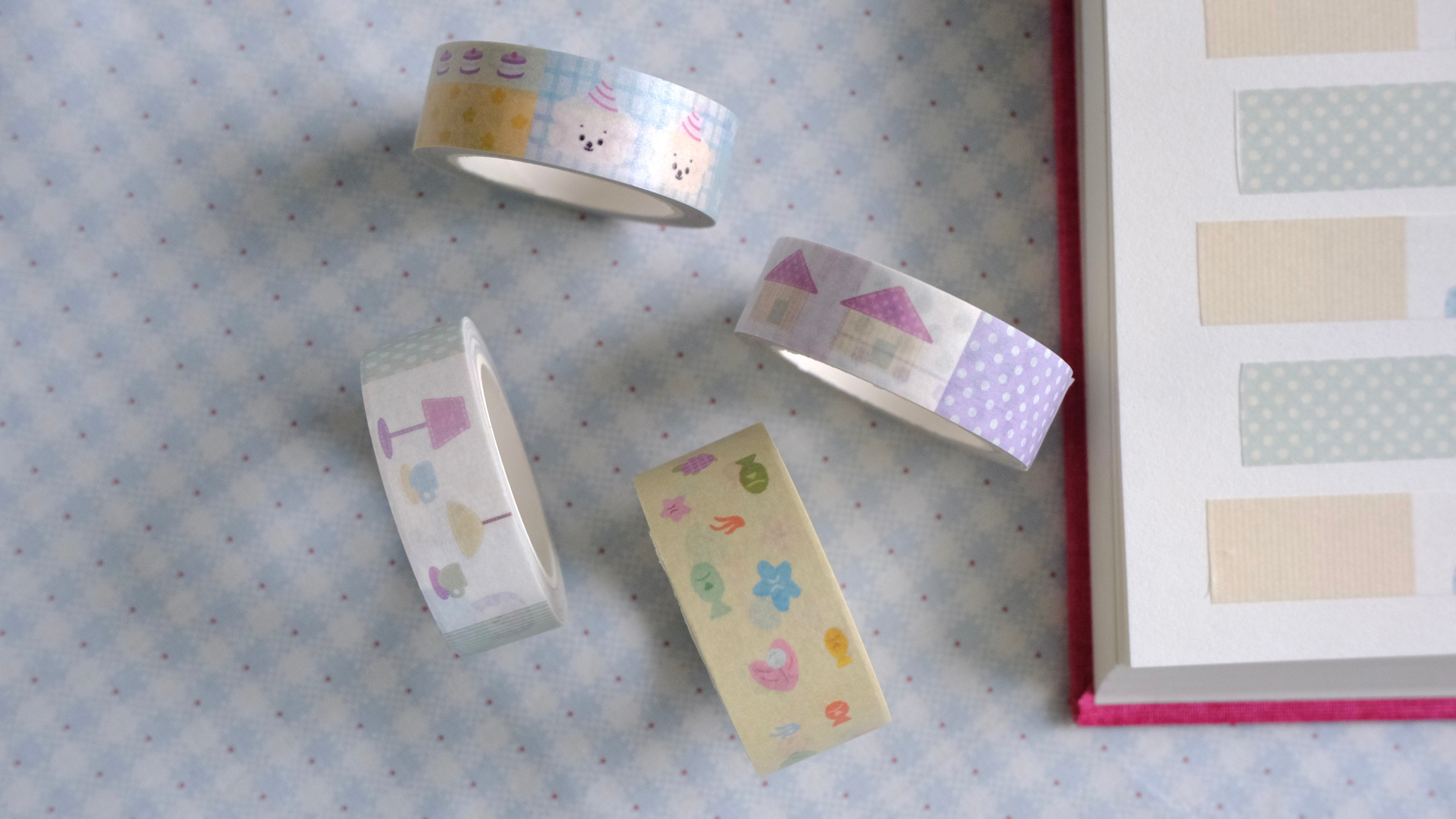 [peach atelier.]Pastel cute, hand drawing marine life washi-tape - 2cm x 10m